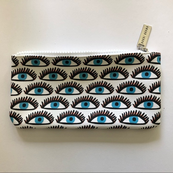 🎄 Bobbi Brown Make up bag  evil eye pattern NWT white/blue/black - Picture 1 of 5